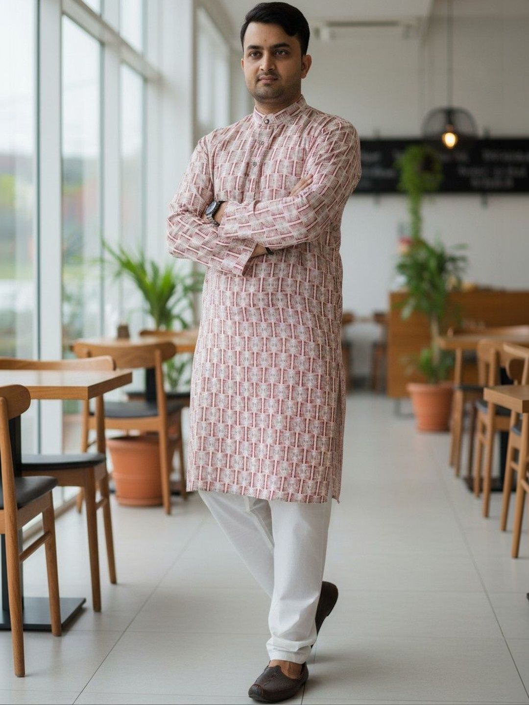 SKYWORRIX Men Geometric Printed Kurta-picture-14