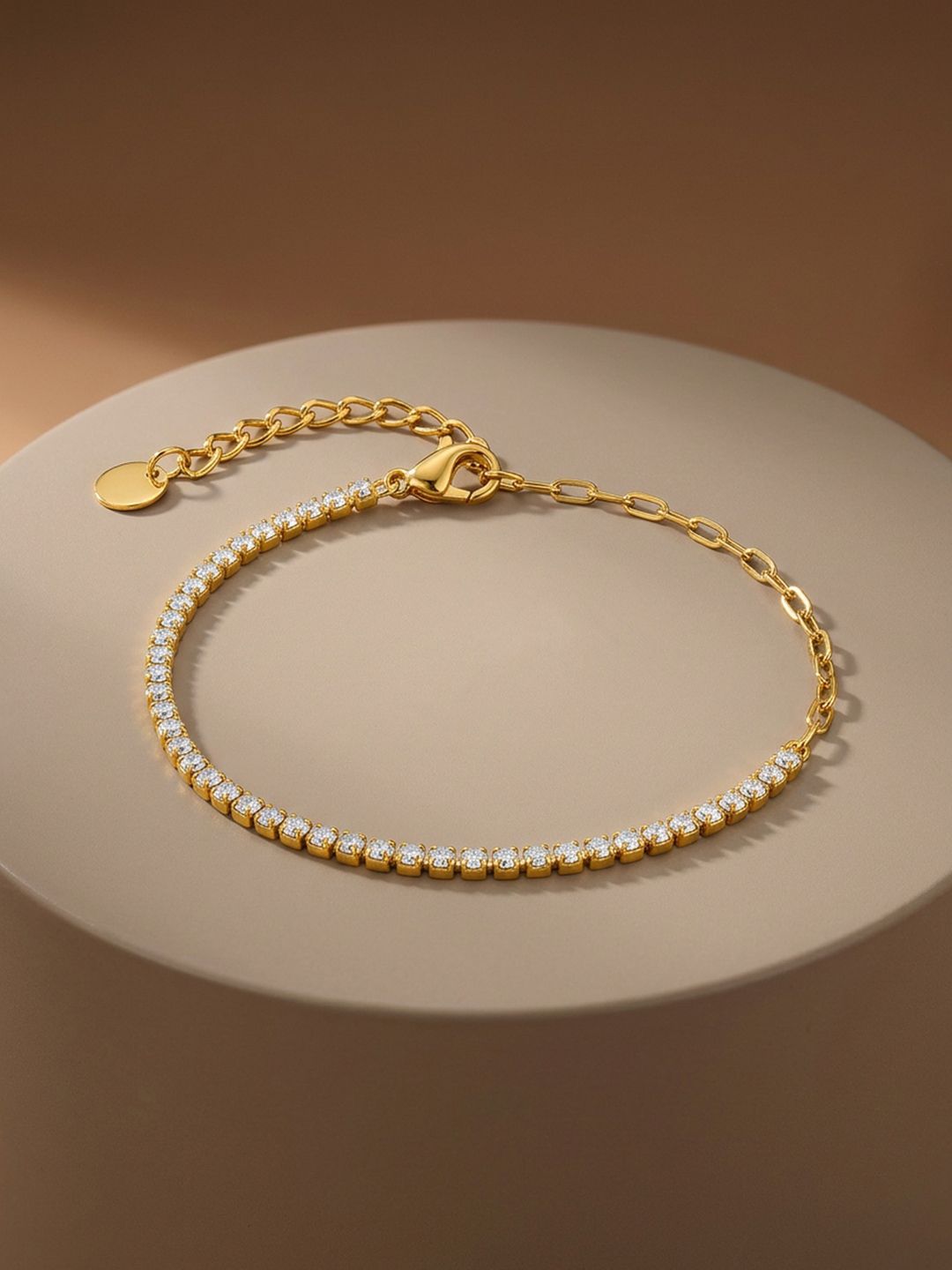 ELRA 18k Gold Plated Stainless Steel Waterproof & Anti-Tarnish Half Chain Tennis Bracelet-picture-36