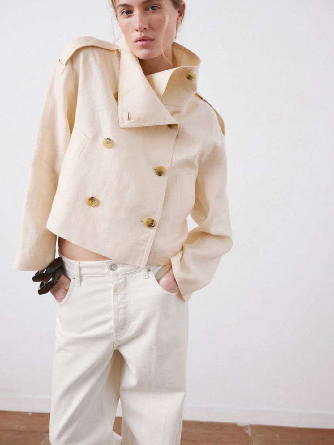 MANGO Pure Linen Mock Collar Tailored Jacket-picture-14