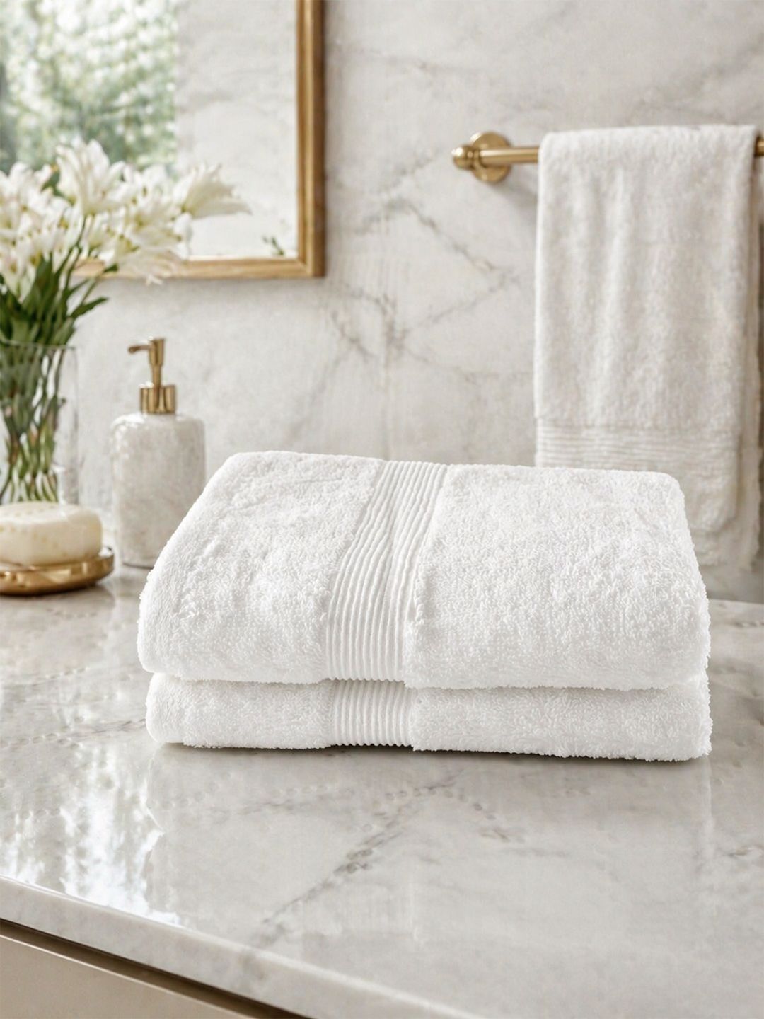 Portico Portico 2-Pcs White Pure Cotton Hand Towels-picture-11