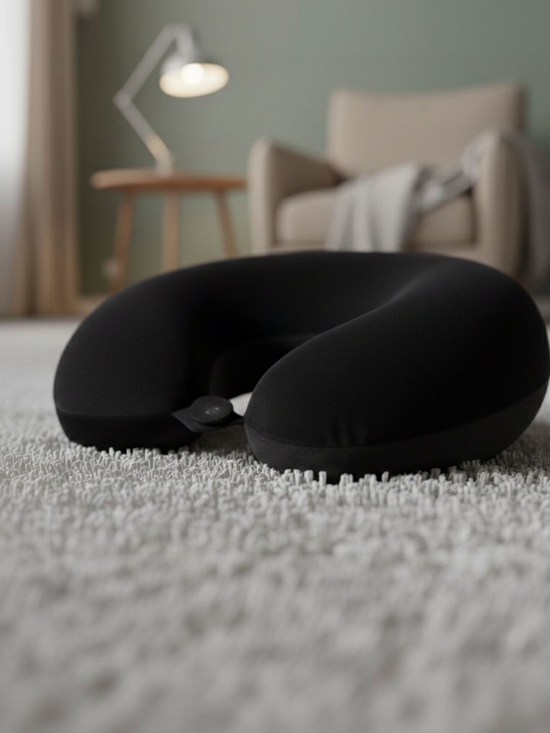 Florida Black Memory Foam Filled Faux Velvet Travel Pillow-picture-16