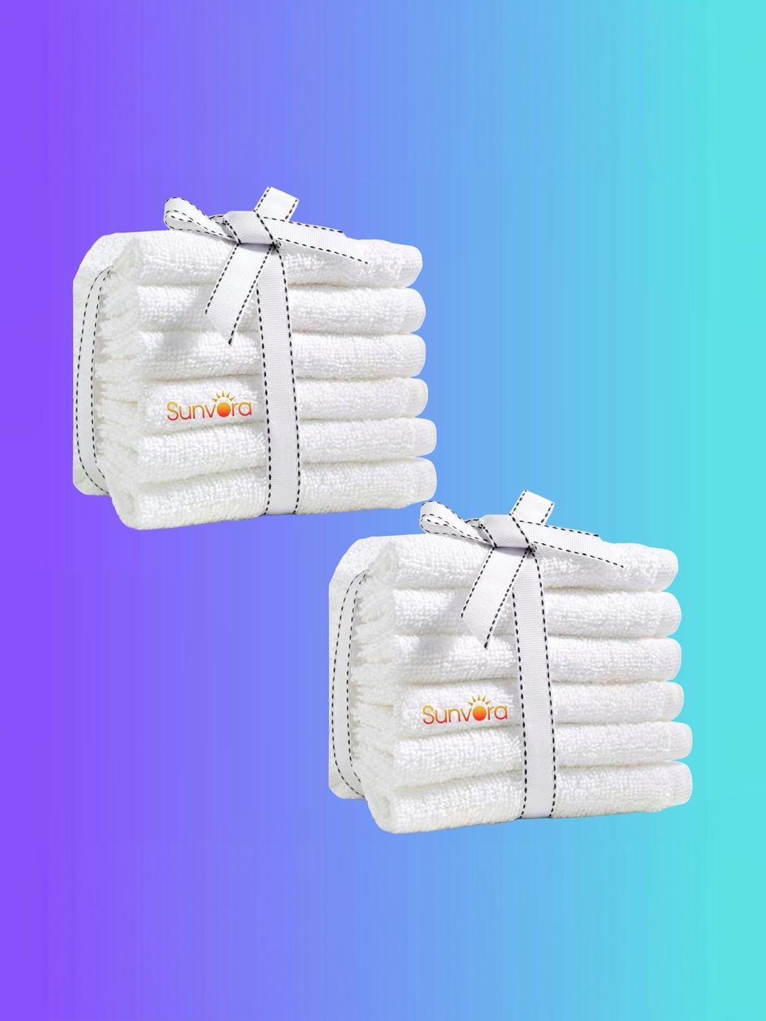 Sunvora 12-Pcs White Cotton 500 GSM Regular Face Towels-picture-58