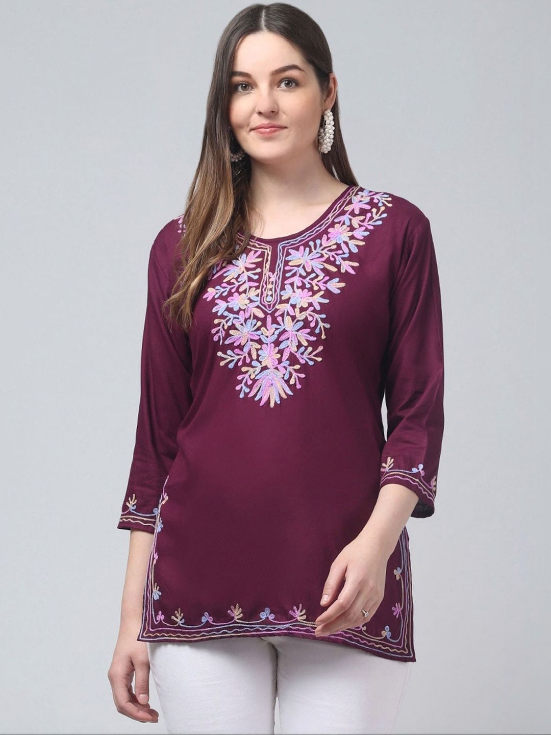 SHAUKIYA Ethnic Motifs Embroidered Thread Work Thread Work Kurti-picture-18