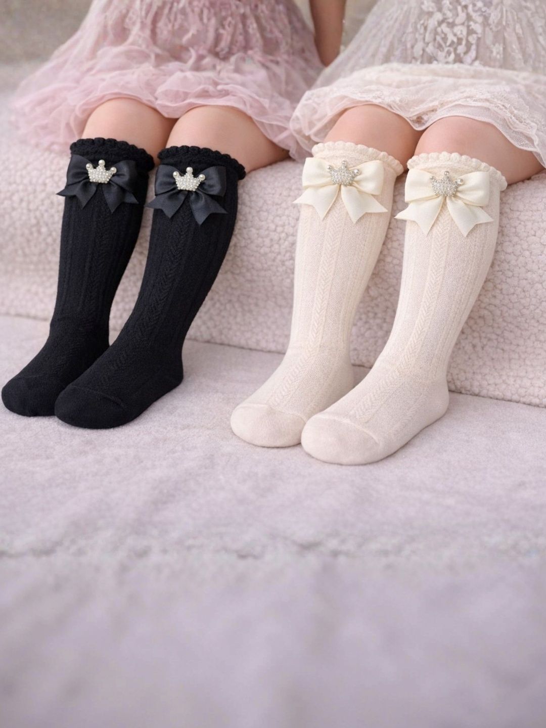 The Little Lookers Unisex Kids Pack of 2 Cotton Patterned Knee Length Socks-picture-34
