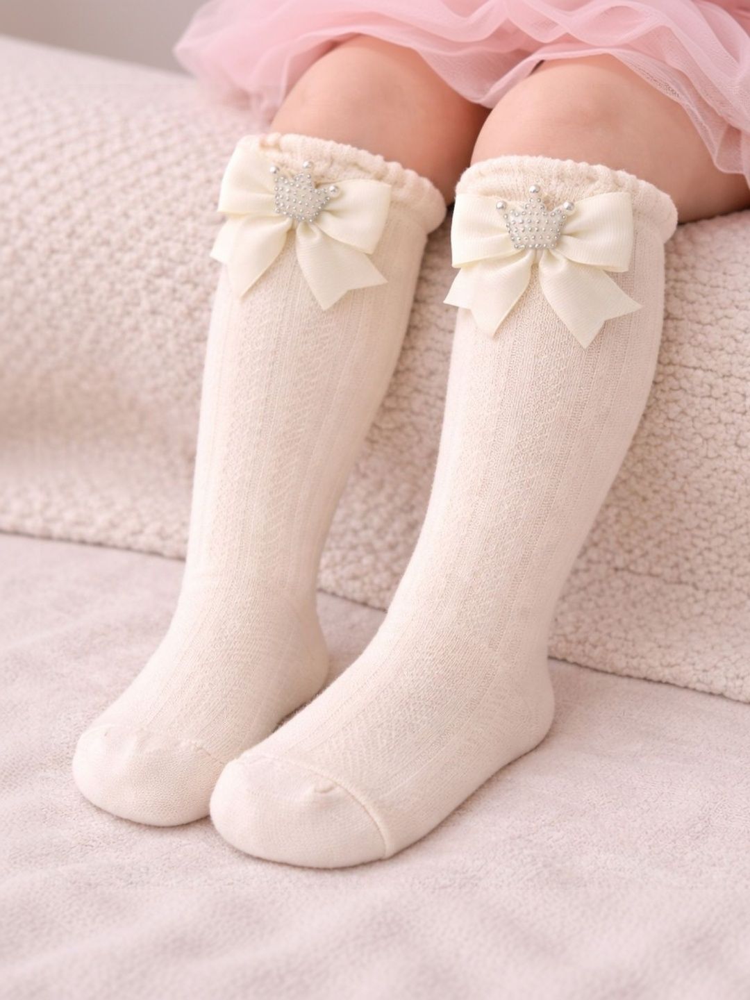 The Little Lookers Unisex Kids Cotton Patterned Knee Length Socks-image-9