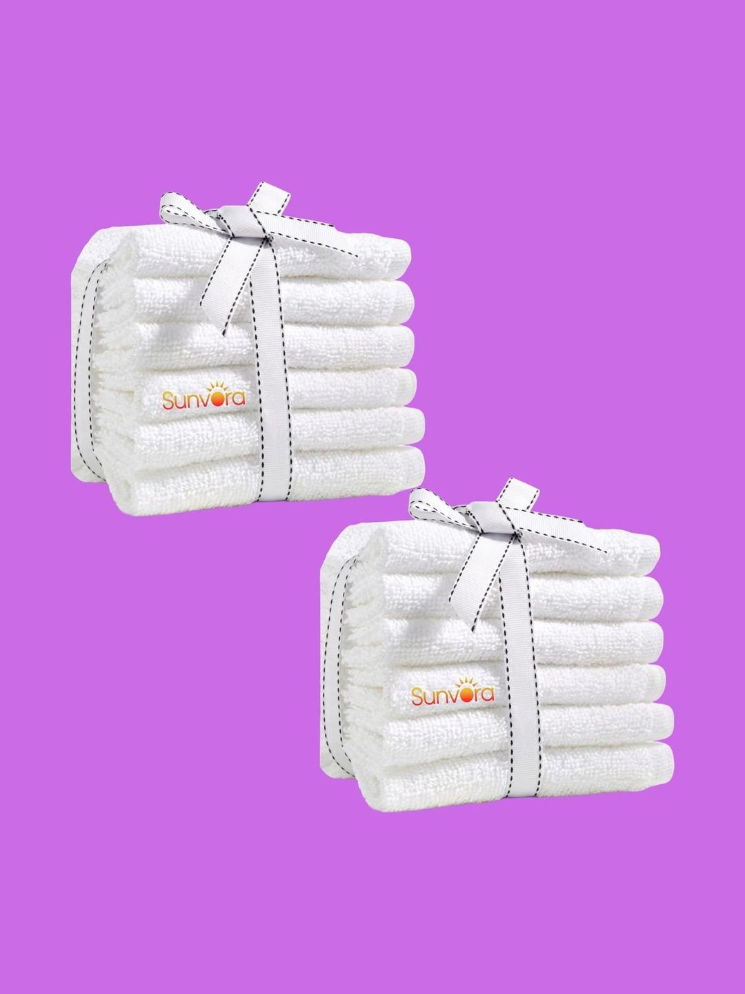 Sunvora 12-Pcs White Pure Cotton 500 GSM Regular Face Towels-picture-53
