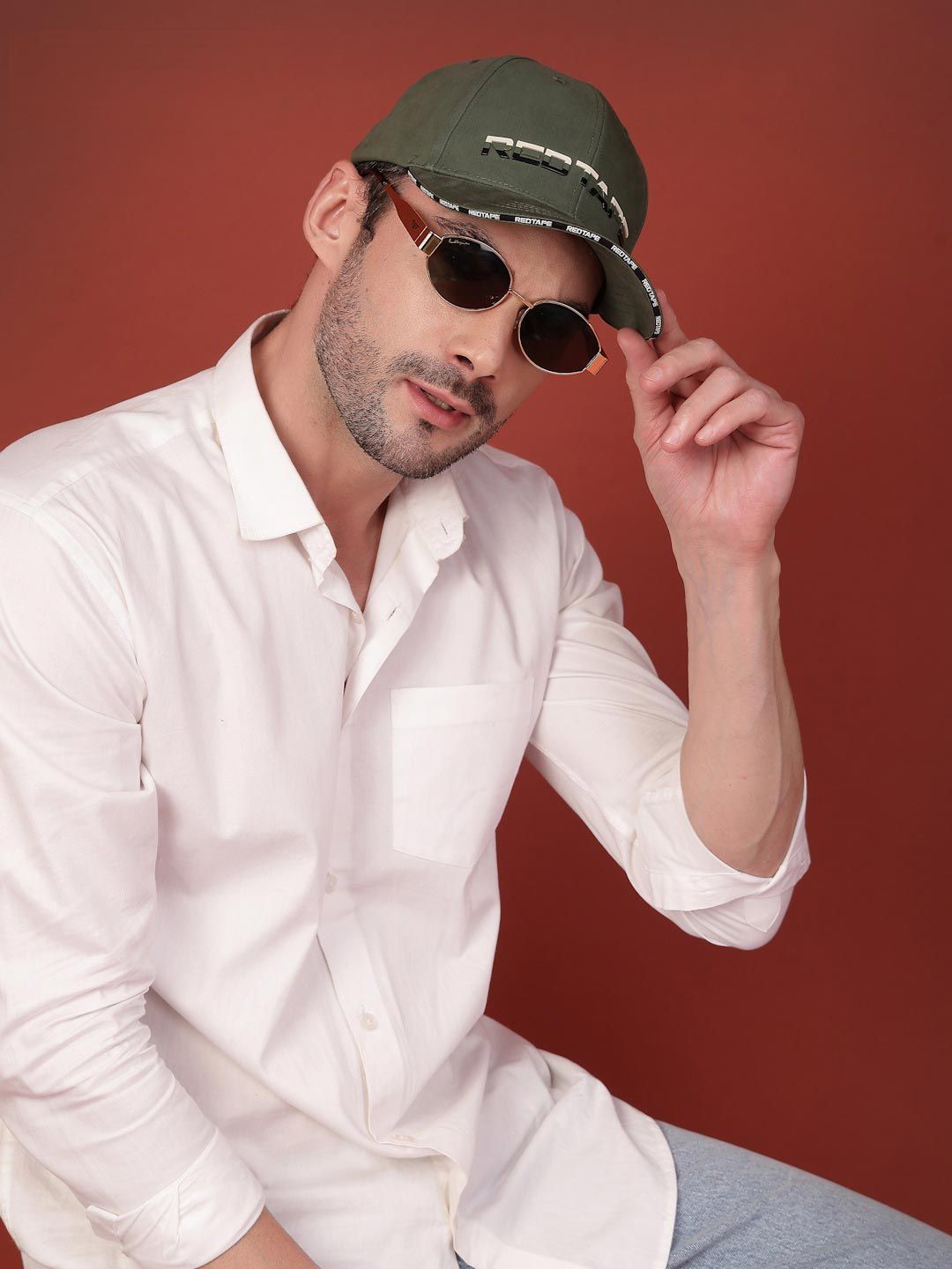 Red Tape Unisex Green Solid Cotton Twill Baseball Cap with Adjustable Strap-image-22