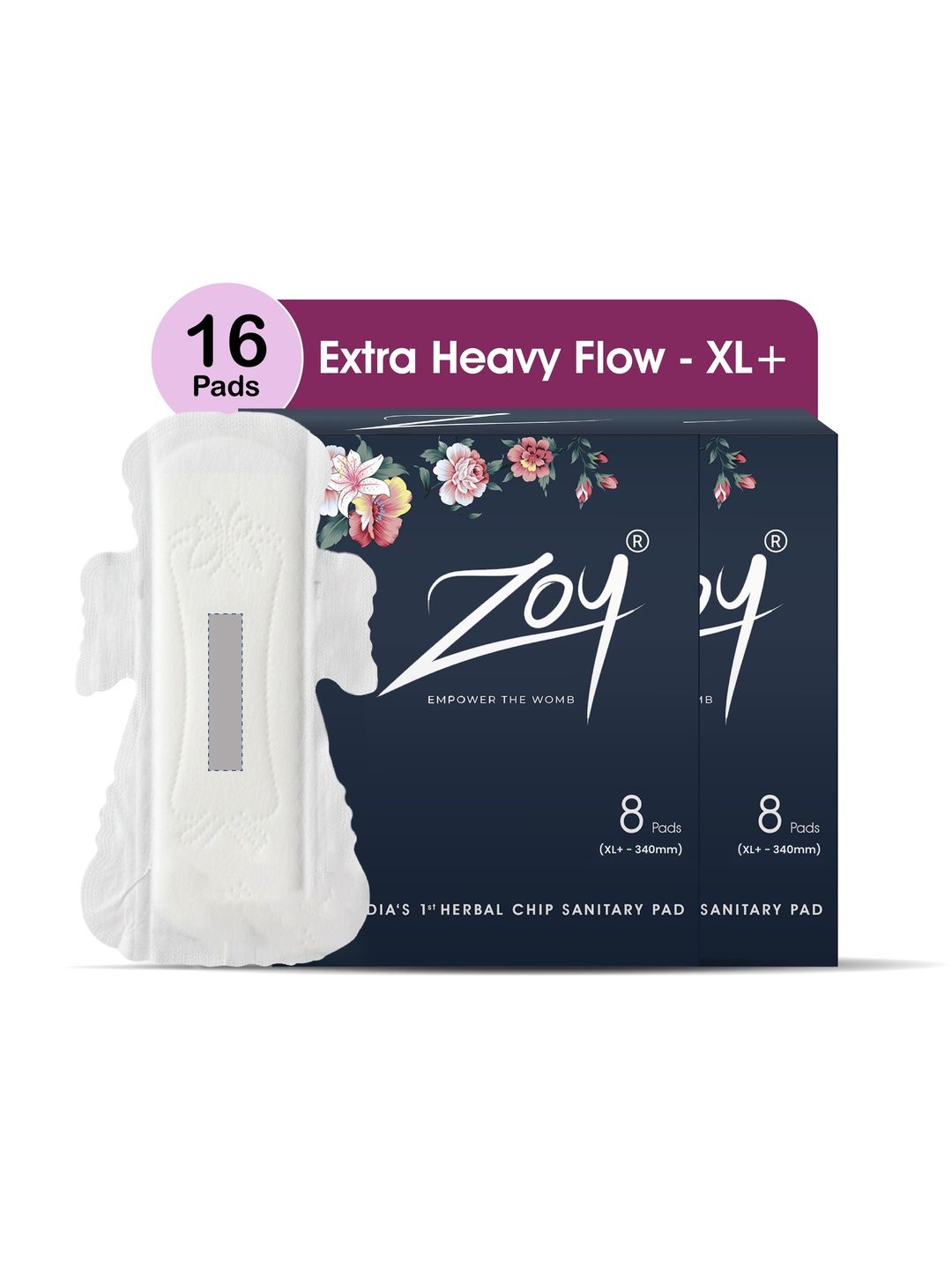 ZOY 16 Pieces Herbal Rash Free Sanitary Pads - XL+-image-33