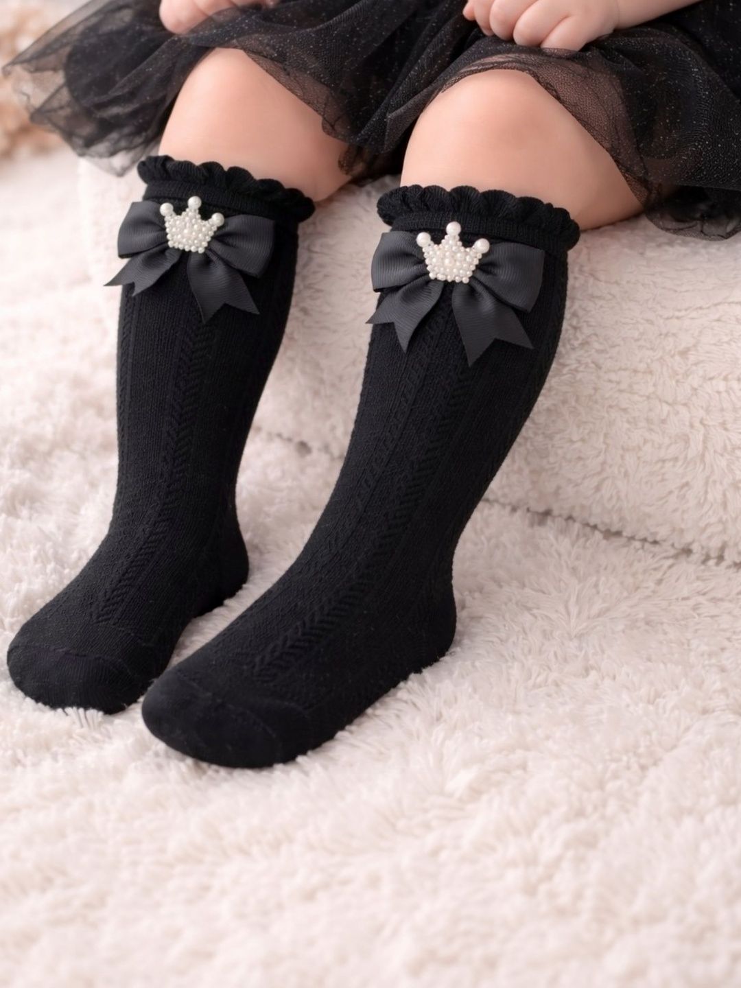 The Little Lookers Girls Kids Cotton Patterned Knee Length Socks-image-7