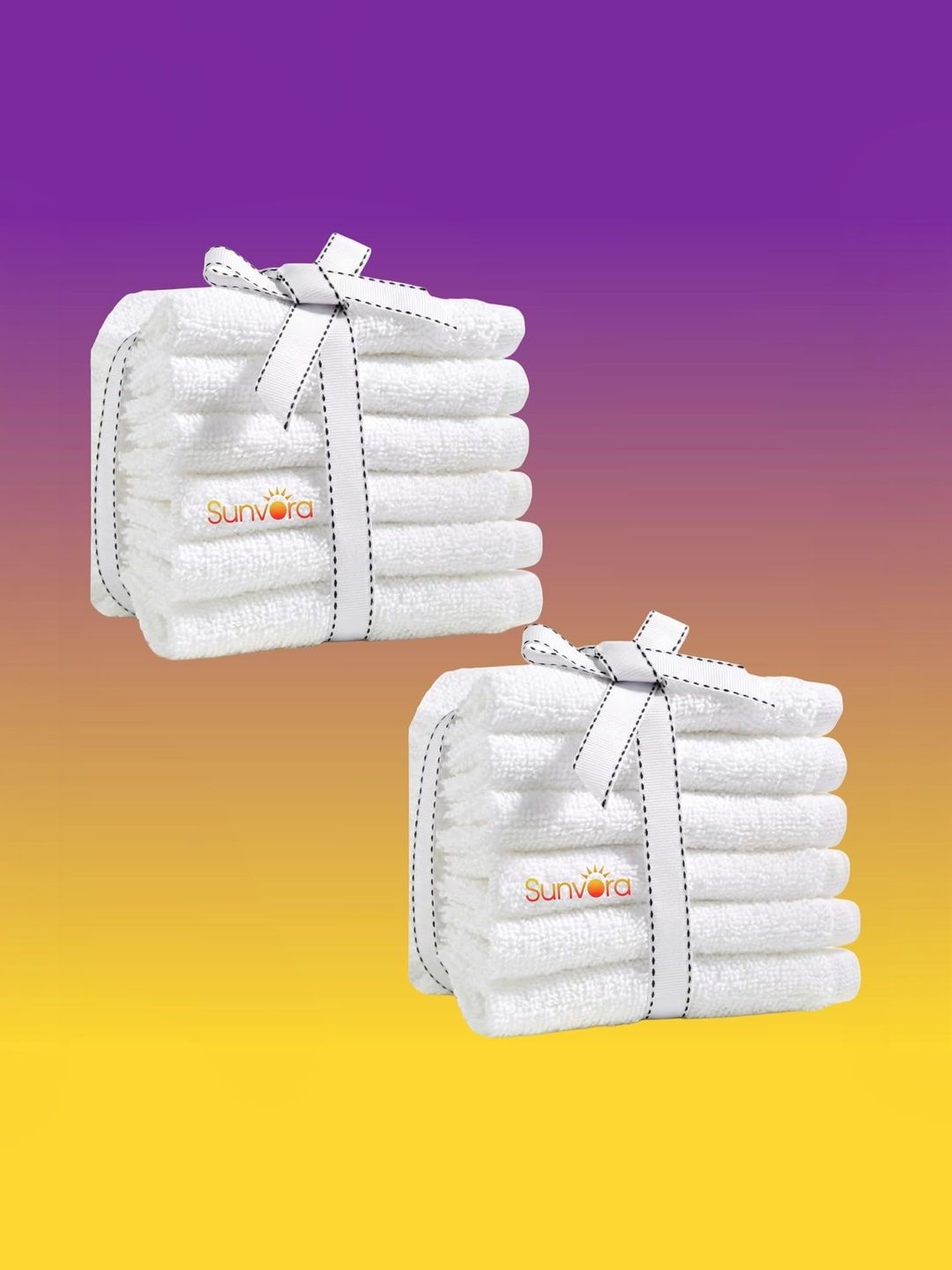 Sunvora White Cotton 500 GSM Regular Face Towels-picture-27