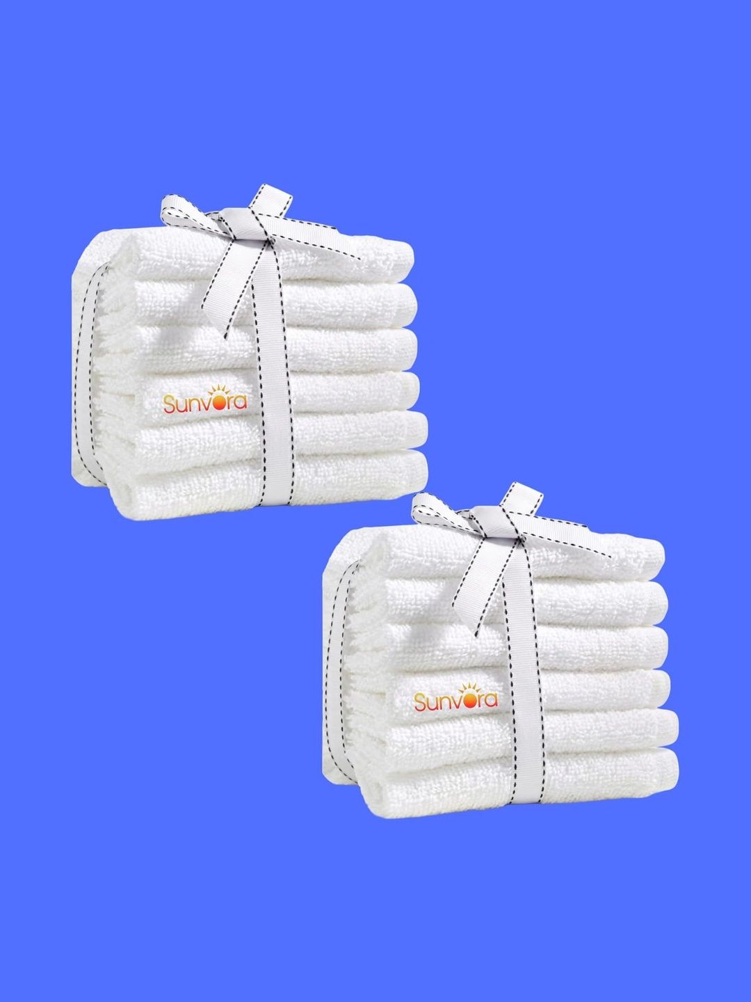 Sunvora 12-Pcs White Cotton 500 GSM Regular Face Towels-picture-33
