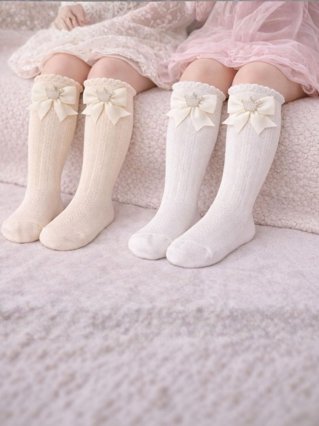 The Little Lookers Unisex Kids Pack of 2 Cotton Patterned Knee Length Socks-picture-17