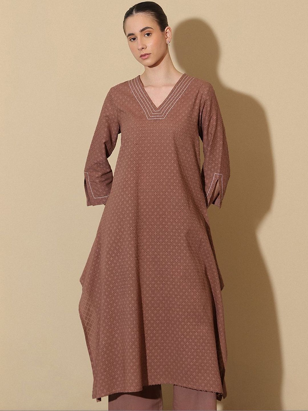 Pink Fort Women Regular Thread Work Pure Cotton Kurta with Trousers-image-45