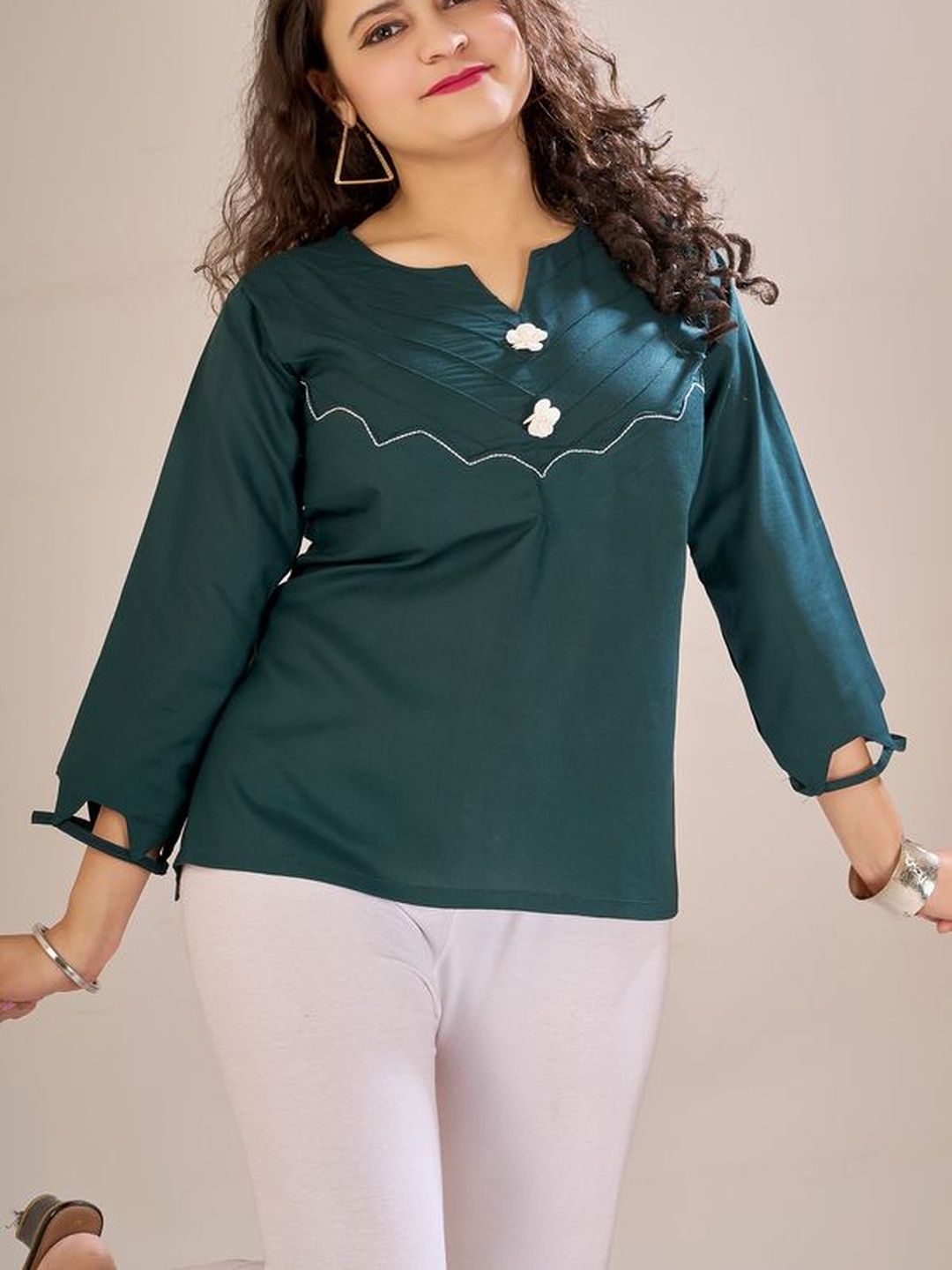 FULPARI Embellished V-Neck Kurti-picture-10