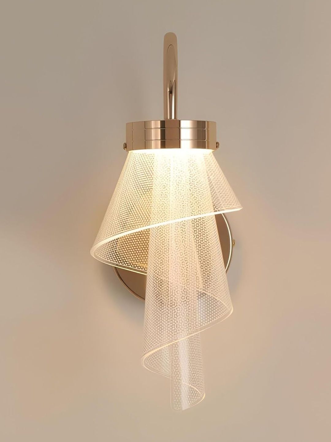 KINIS White & Gold-Toned Textured Acrylic Contemporary Abstract Shaped Shaped Wall Lamp-picture-44