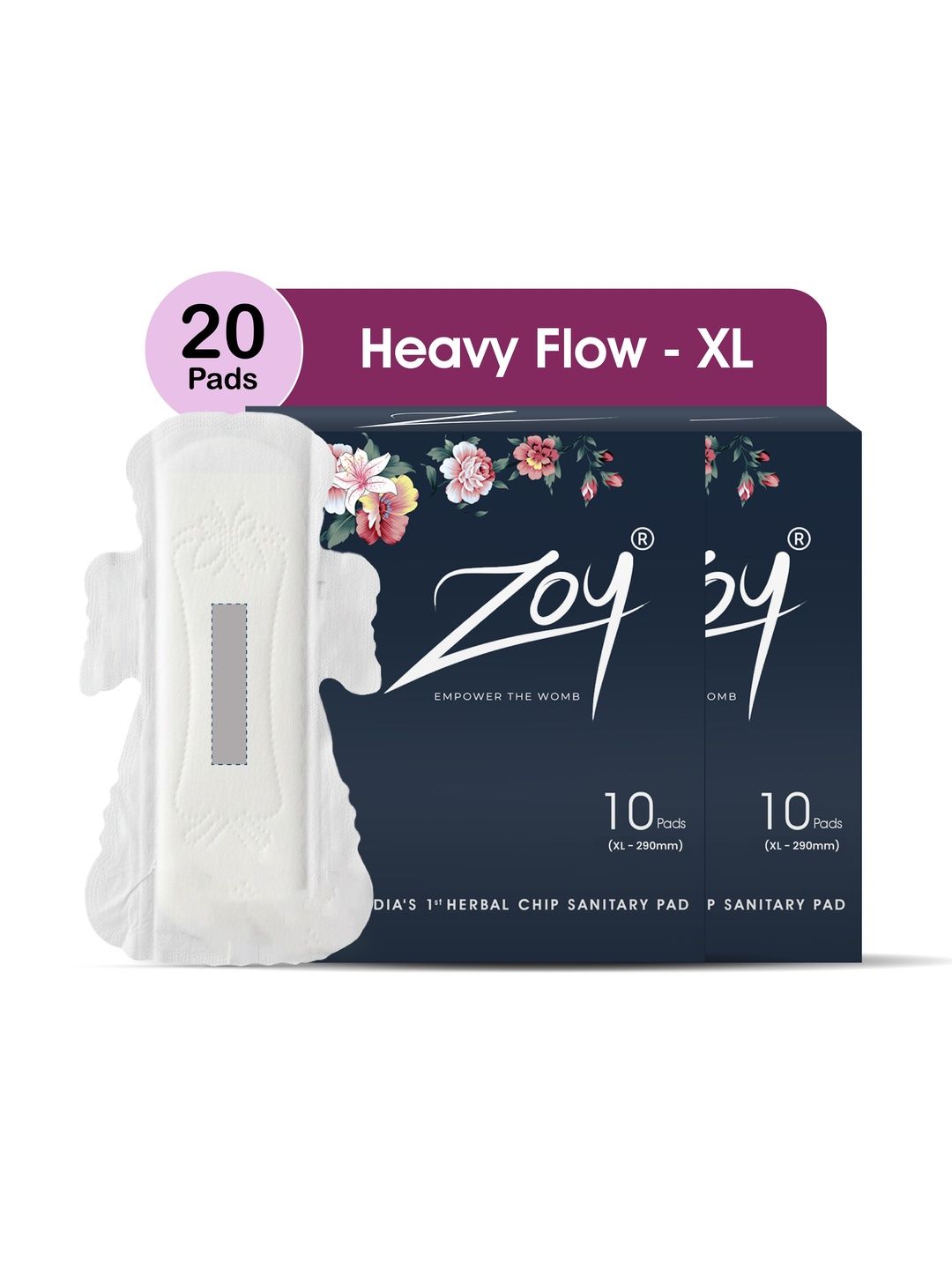 ZOY Herbal Rash Free Sanitary Pads - 20 Pieces- XL-image-20