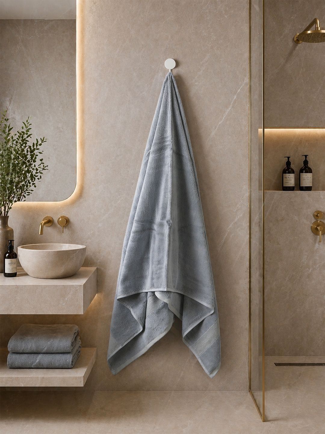 Portico Serenity Lfr 600 Gsm Pure Cotton Grey Large Bath Towel-image-14