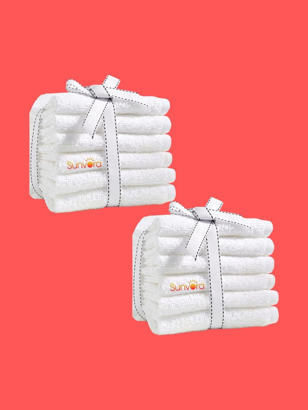 Sunvora 12-Pcs White Cotton 500 GSM Regular Face Towels-picture-17
