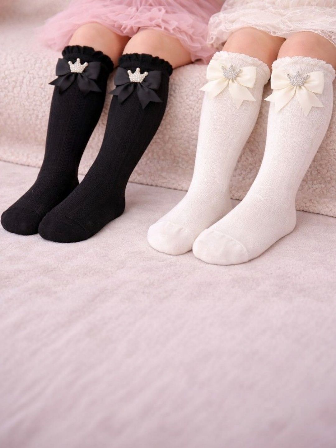 The Little Lookers Unisex Kids Pack of 2 Cotton Patterned Knee Length Socks-picture-28