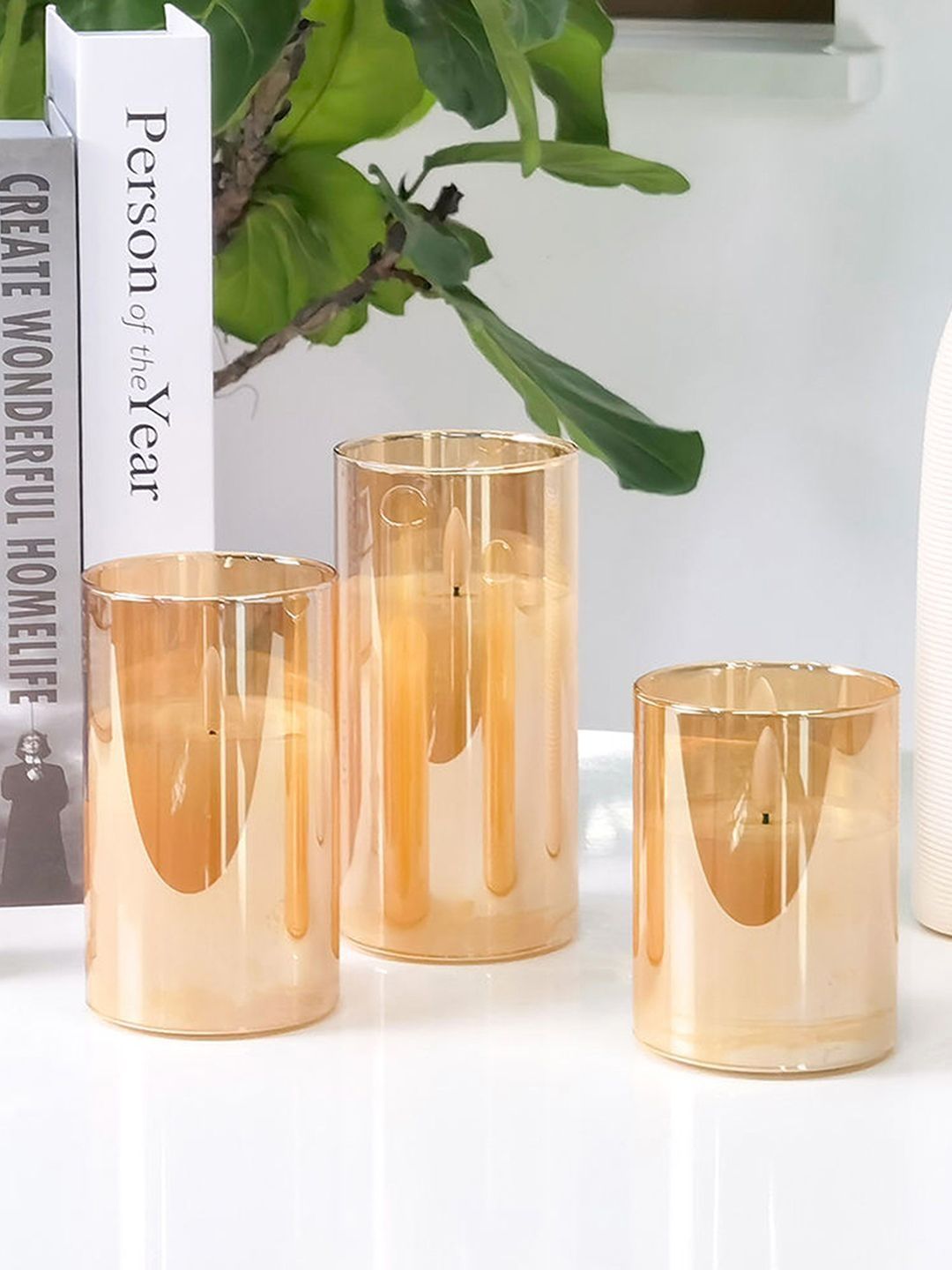 Cortina Orange & Gold-Toned 3 pieces Jar Candle-picture-58