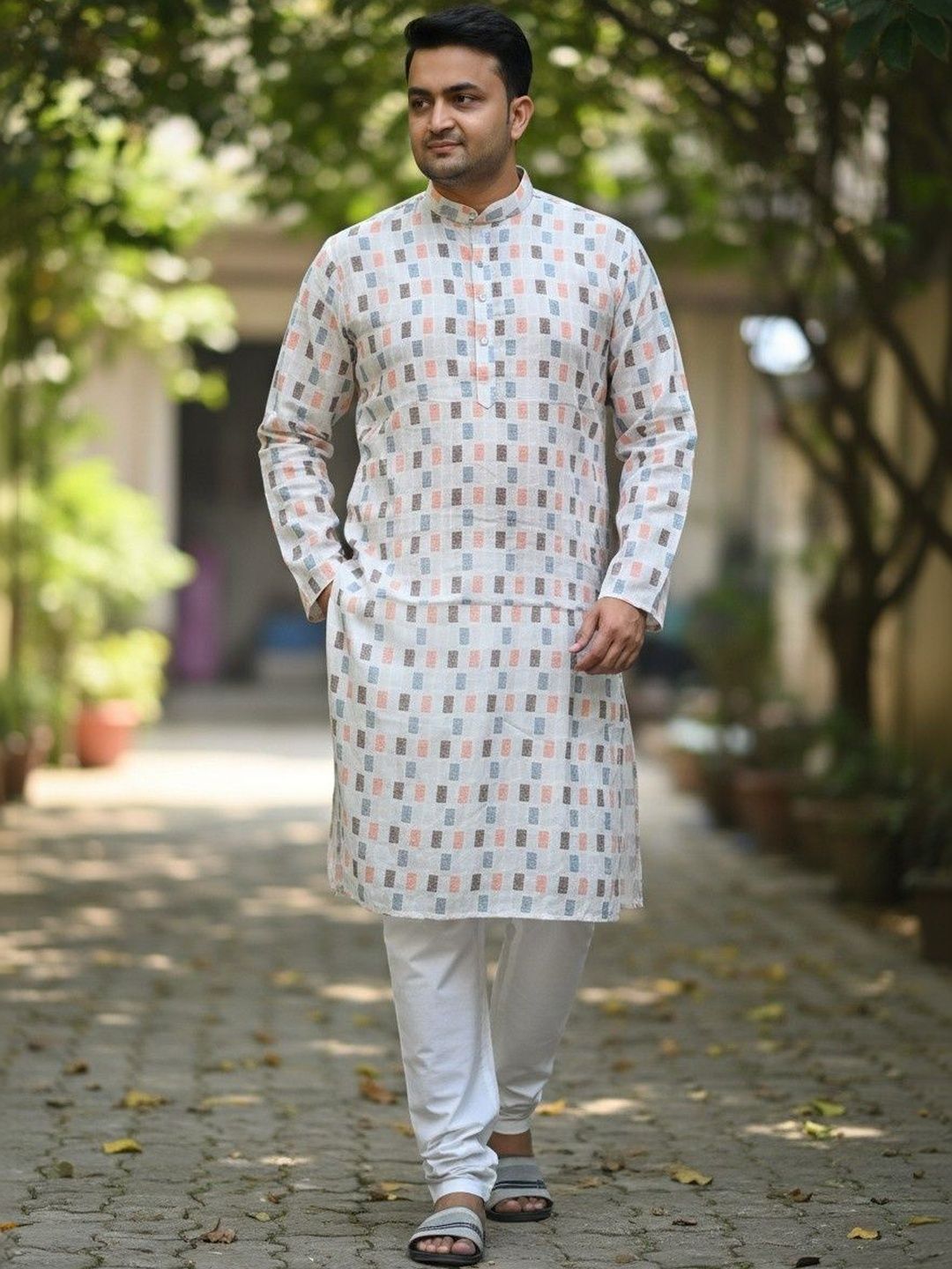 SKYWORRIX Men Geometric Printed Kurta-picture-15