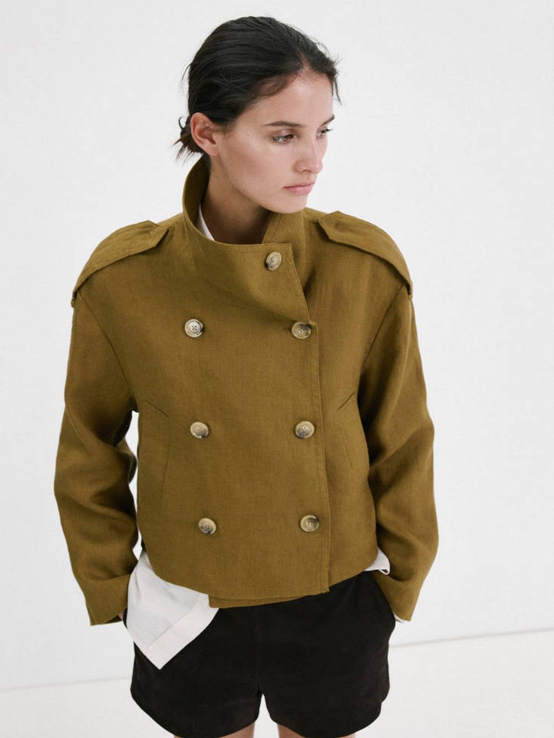 MANGO Pure Linen Mock Collar Tailored Jacket-picture-15
