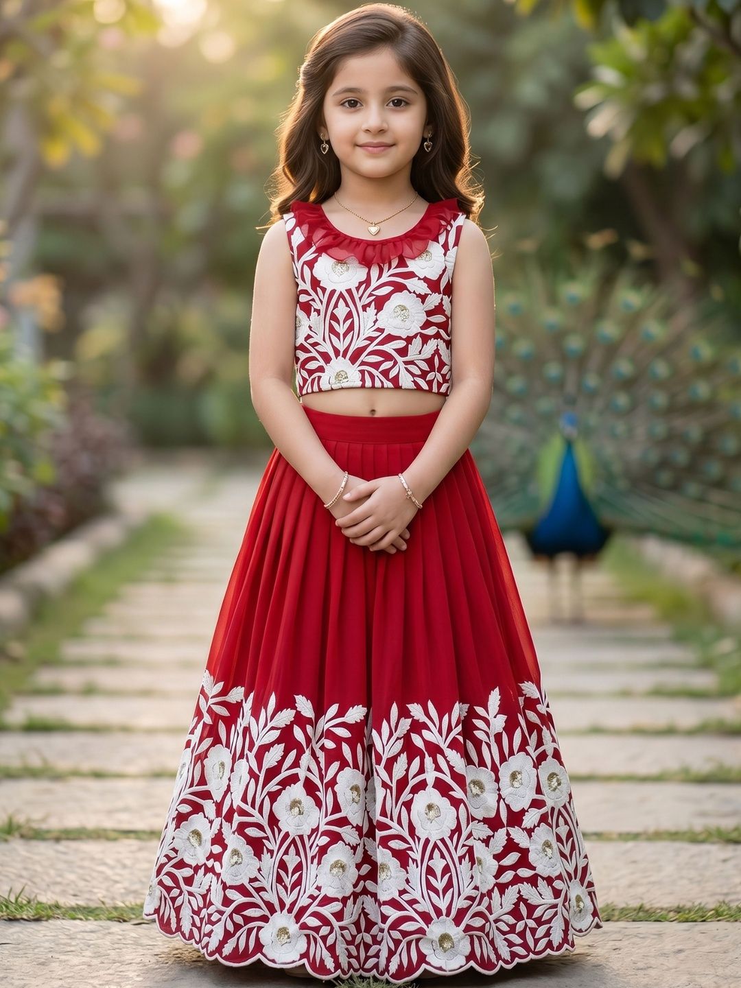 KALINI Girls Embroidered Sequinned Ready to Wear Lehenga &-picture-35