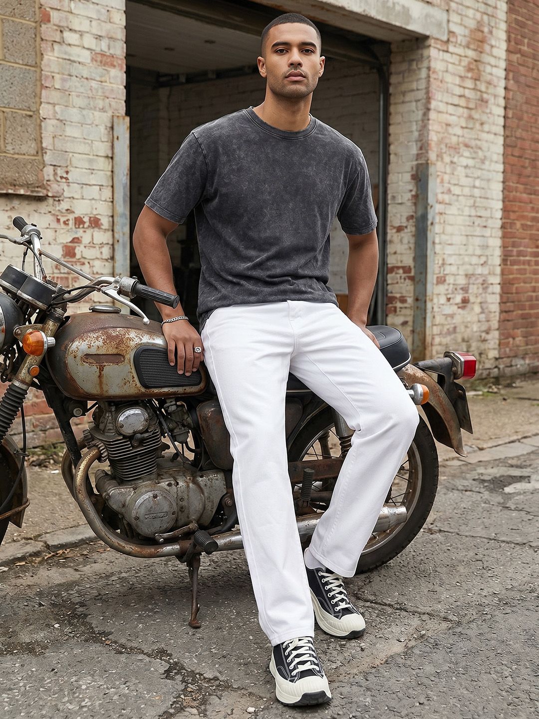 The Roadster Life Co. Men Straight Fit Pure Cotton Chinos Trousers-image-8