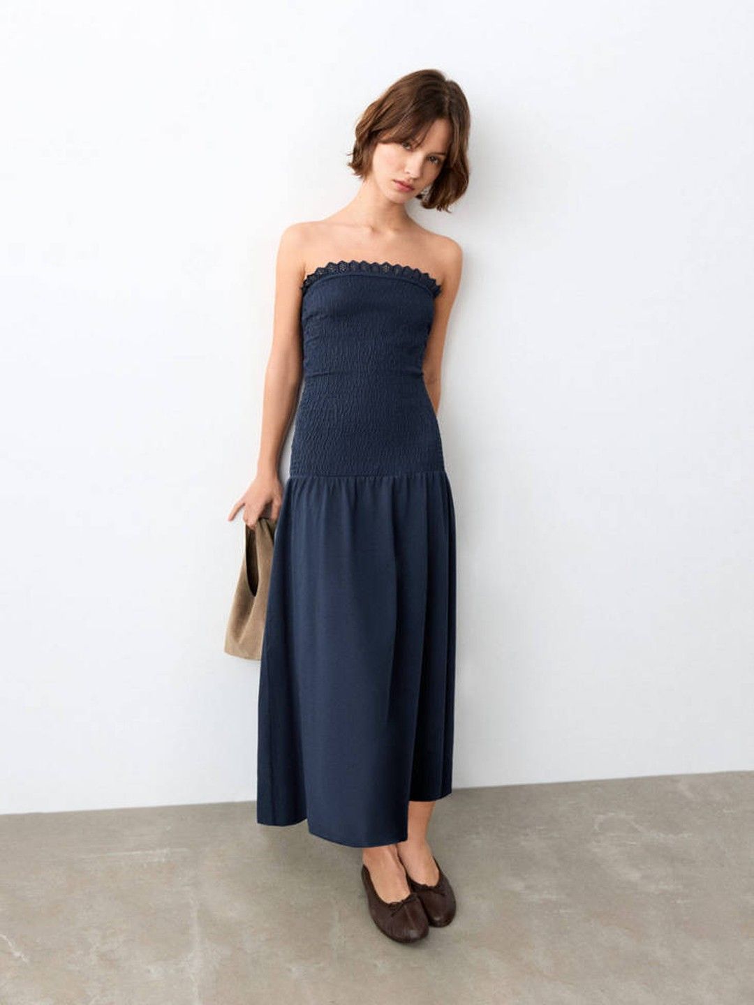 MANGO MNG Smocked Detailed A-Line Midi Dress-image-30
