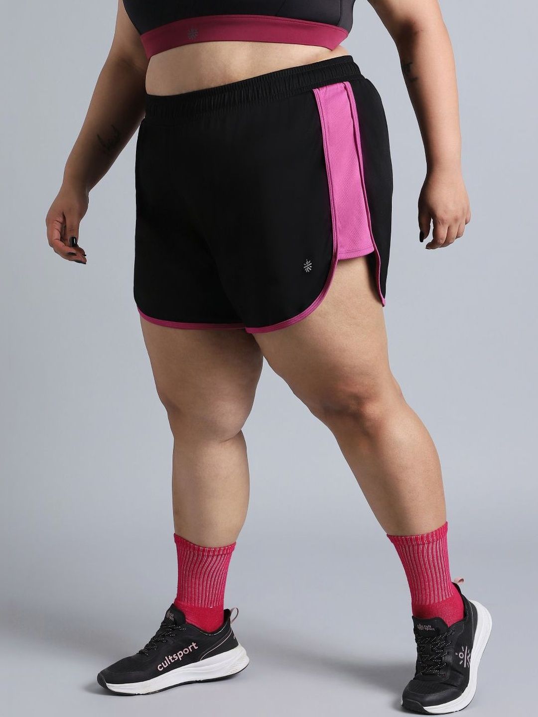 CULT Women Black Power Active Plus Size Shorts-picture-18