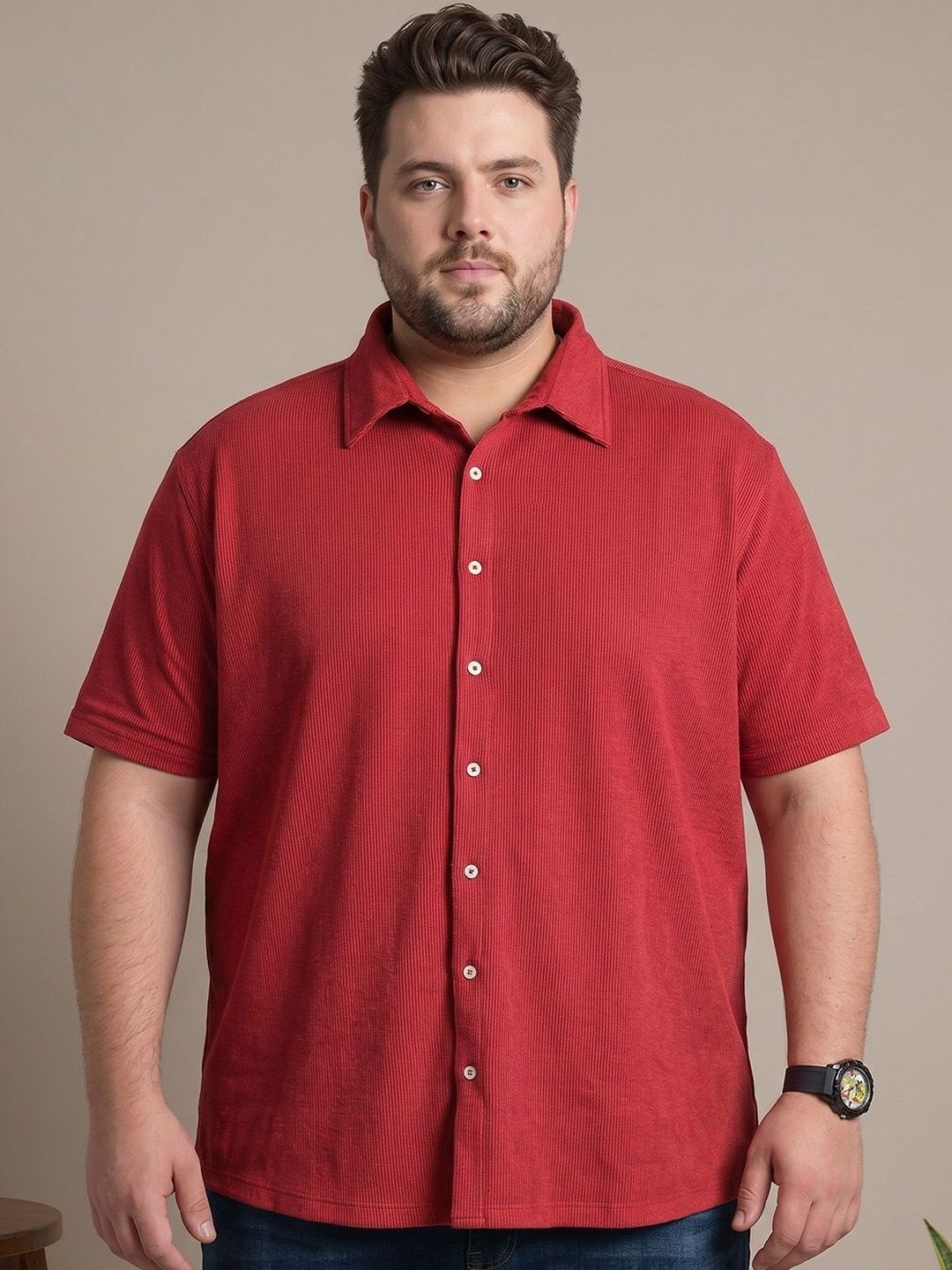 bigbanana Men Plus Size Classic Spread Collar Casual Cotton Shirt-picture-27