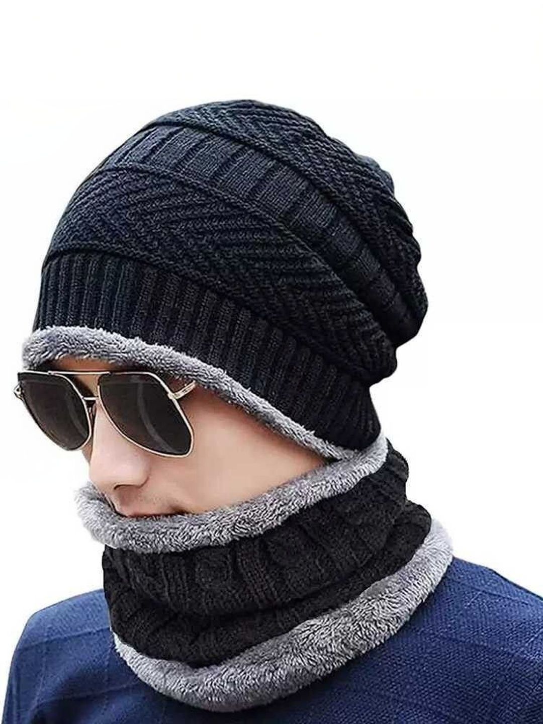 HOBOKEN Men Pack Of 2 Self Design Woollen Beanie Caps-picture-25