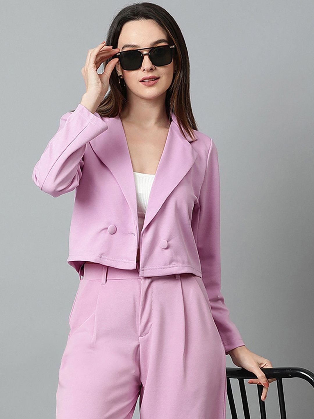 Stylecast X Kotty Notched Lapel Double-Breasted Blazers-picture-50