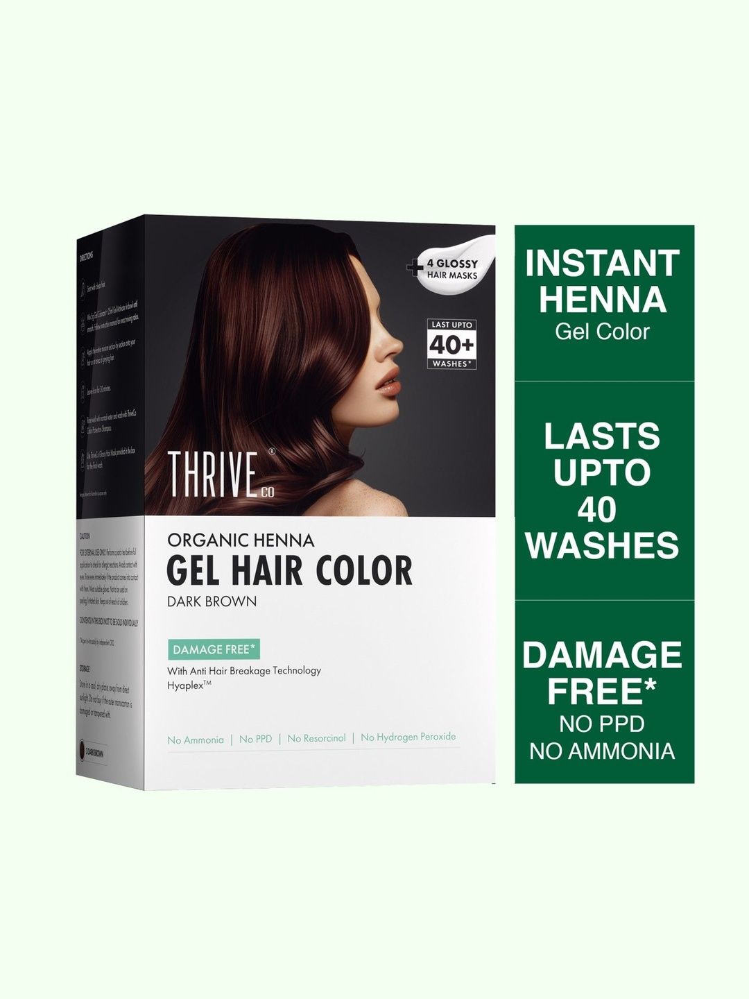 Thriveco Organic Henna Gel Hair Color - 200 ml - Dark Brown-image-32