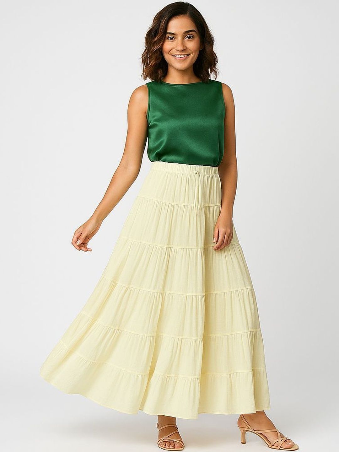 Fabrika16 Women Pure Cotton Tiered Maxi Tiered Skirt-image-38