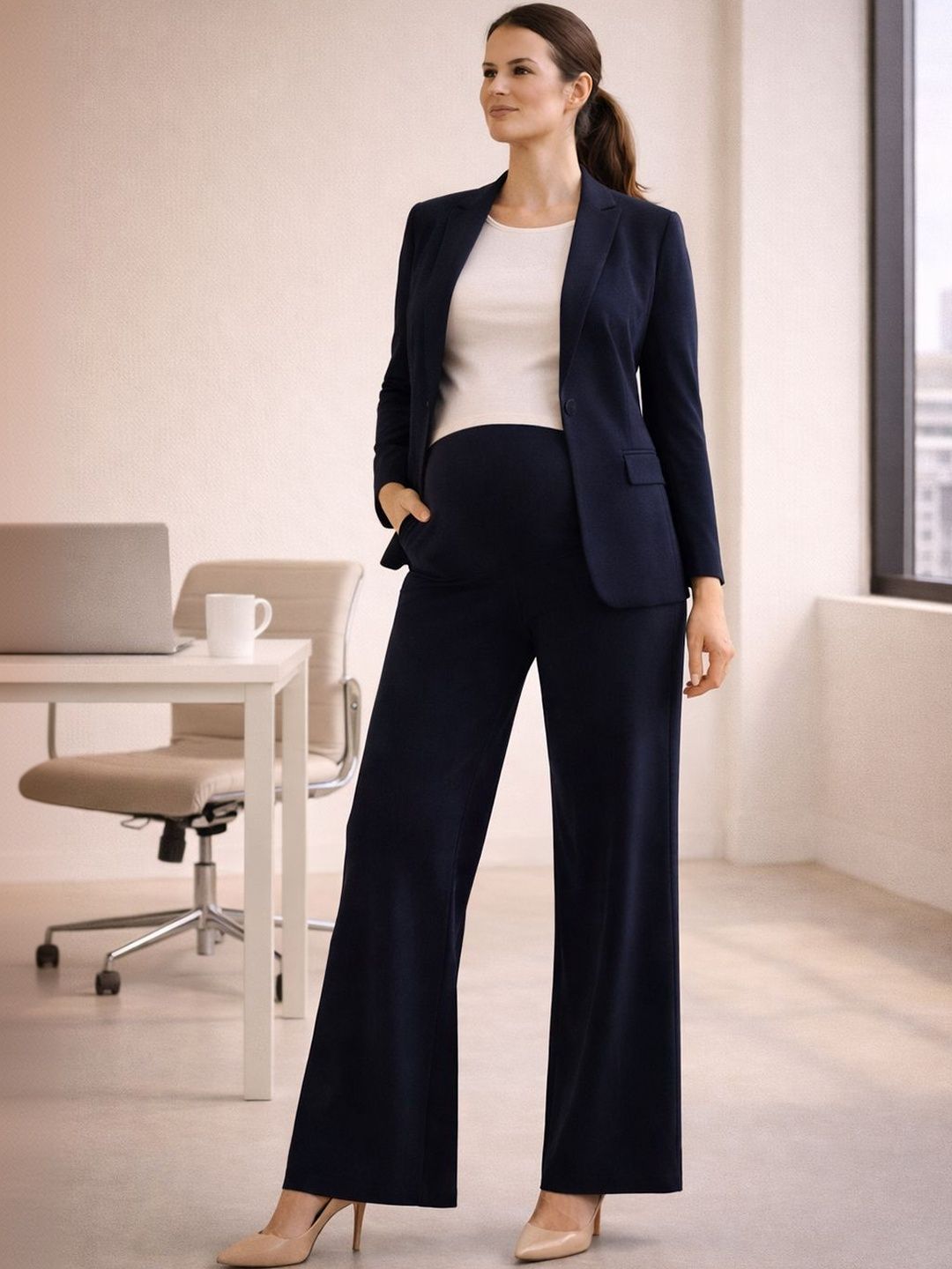 MomToBe Women Relaxed Straight Leg High-Rise Maternity Trousers-picture-41