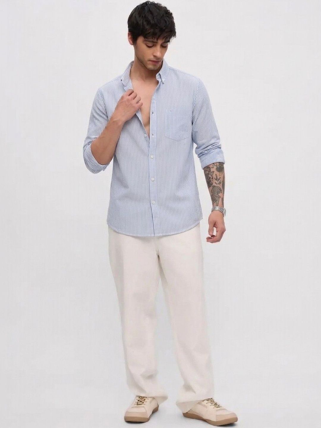 R.Code by The Roadster Life Co. Men Modern Slim Fit Striped Casual Shirt-picture-26