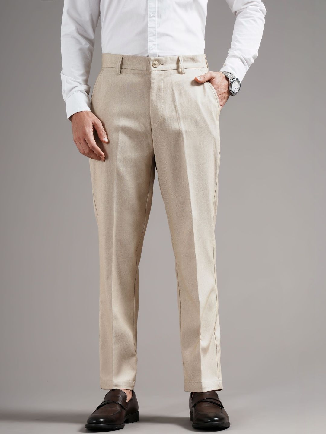 british club men tailored straight fit low-rise trousers