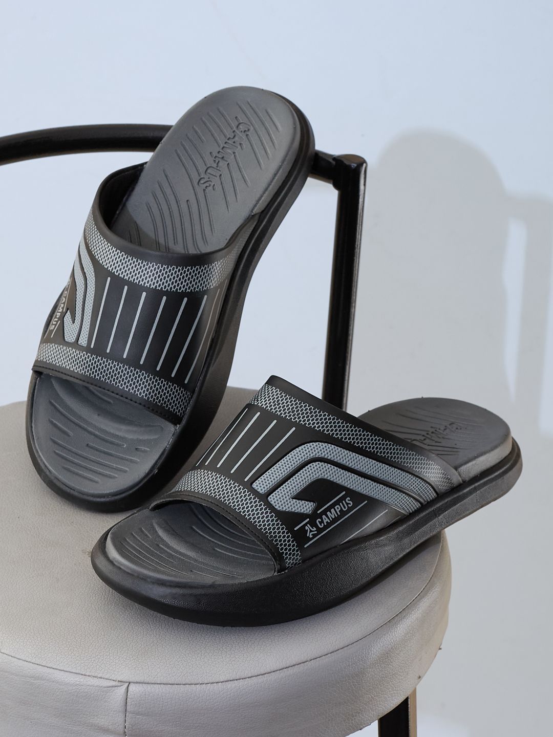 Campus Men Striped Slip-On Sliders-picture-15