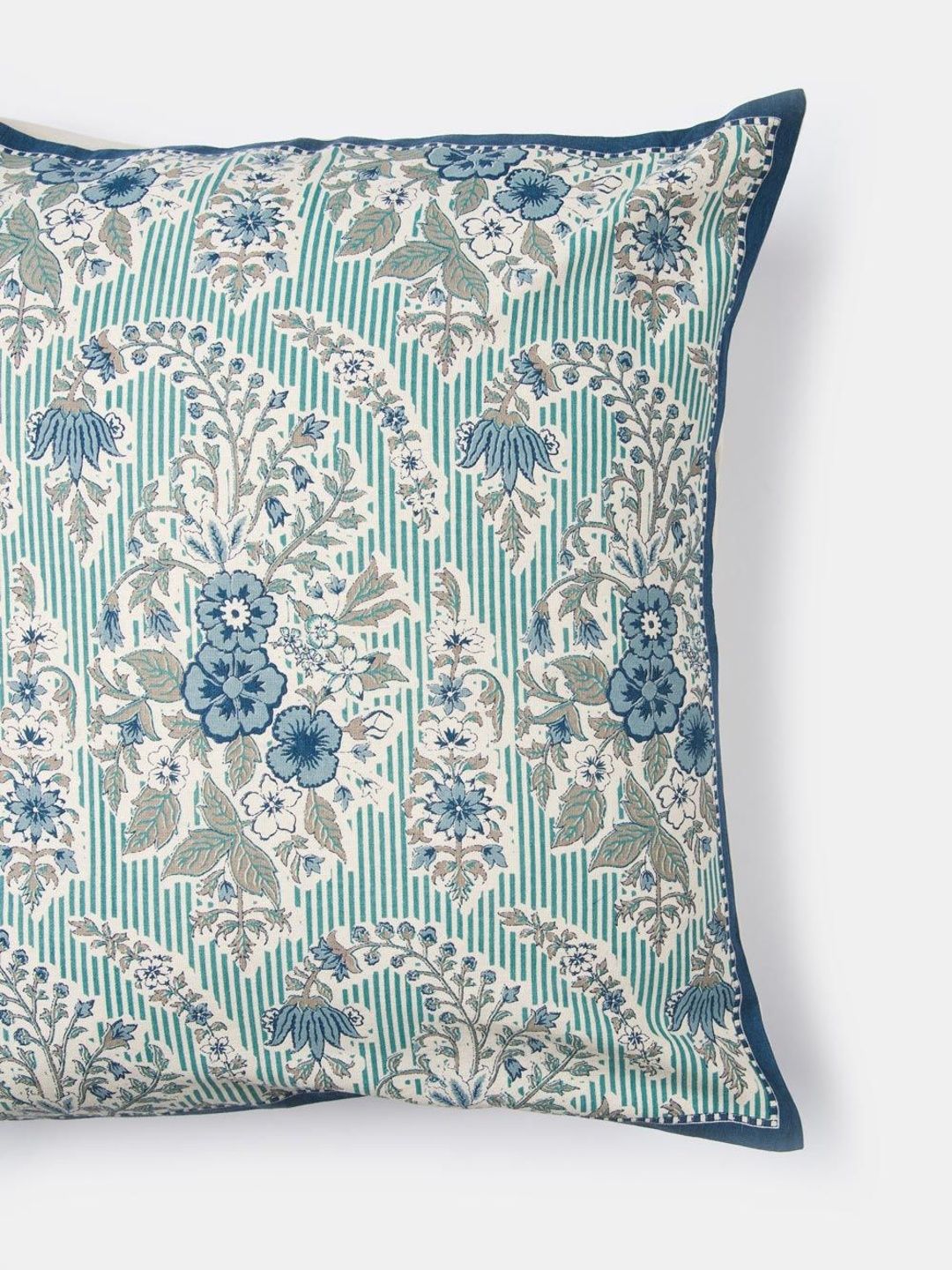 Fabindia Blue & Beige Floral Square Cushion Covers-image-38