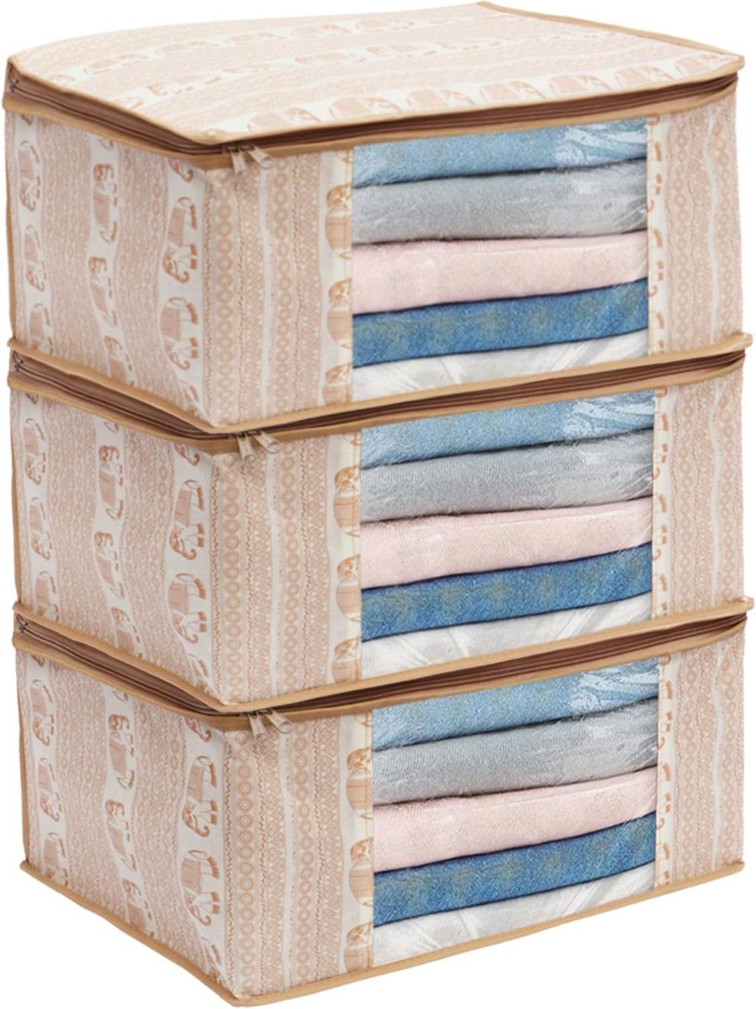 ANKIT INTERNATIONAL Beige Set of 3 Regular Multi-Utility Organisers-picture-42
