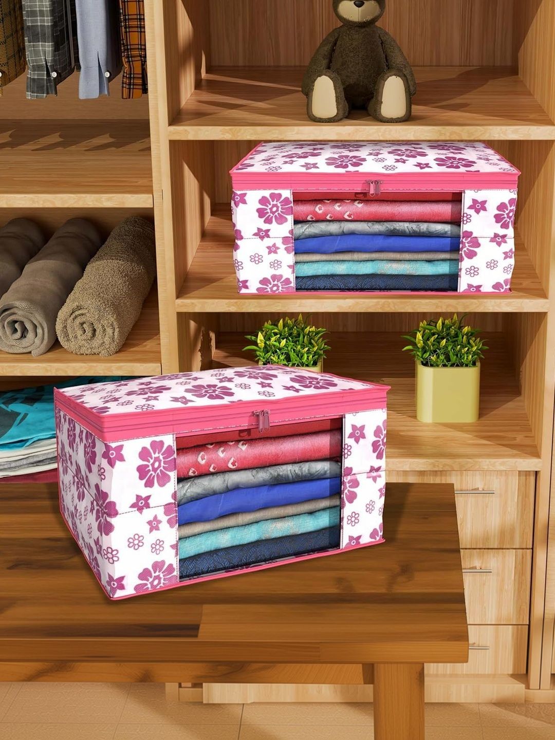 ANKIT INTERNATIONAL Pink Set of 1 Regular Multi-Utility Organisers-picture-48