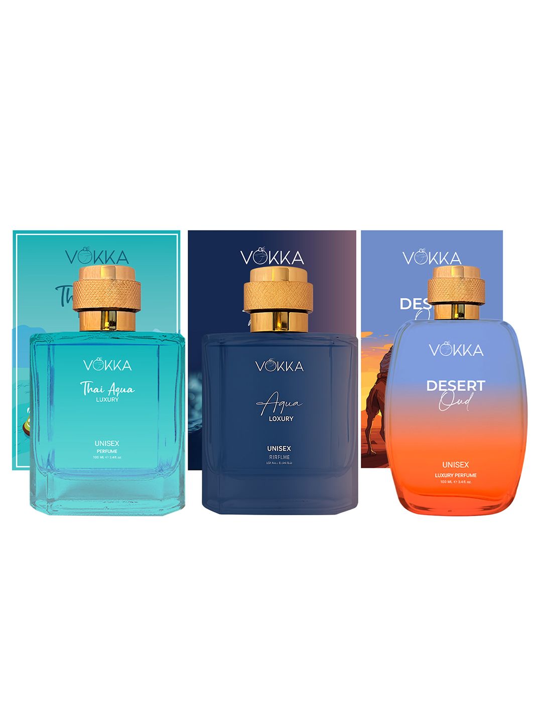 VOKKA Set Of 3 Thai Aqua Aqua & Desert Long Lasting Eau De Parfum - 100 ml Each-image-29
