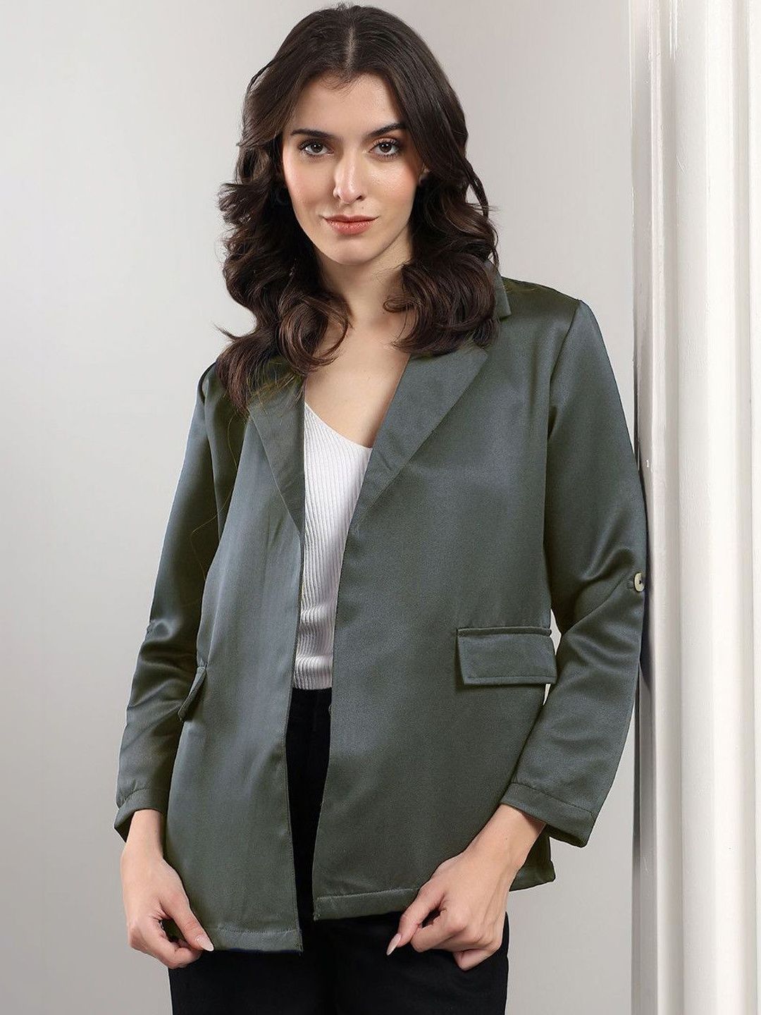 Stylecast X Kotty Notched Lapel Open Front Blazers-picture-17