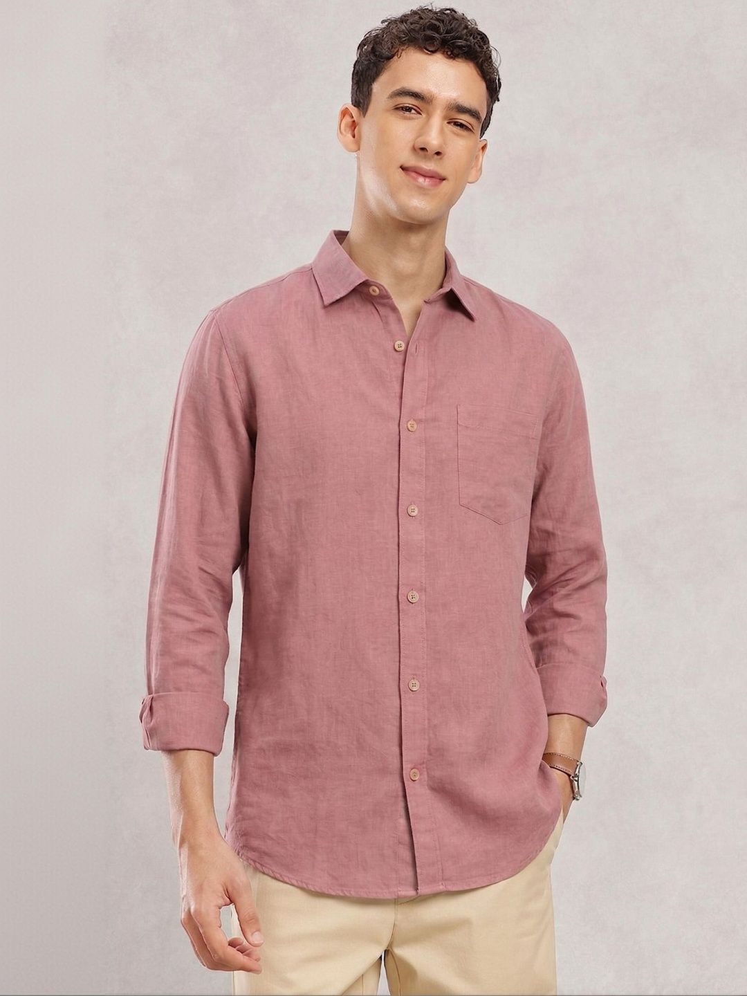 MOHICANS Men Relaxed Wine Cotton Linen Casual Shirt-picture-37