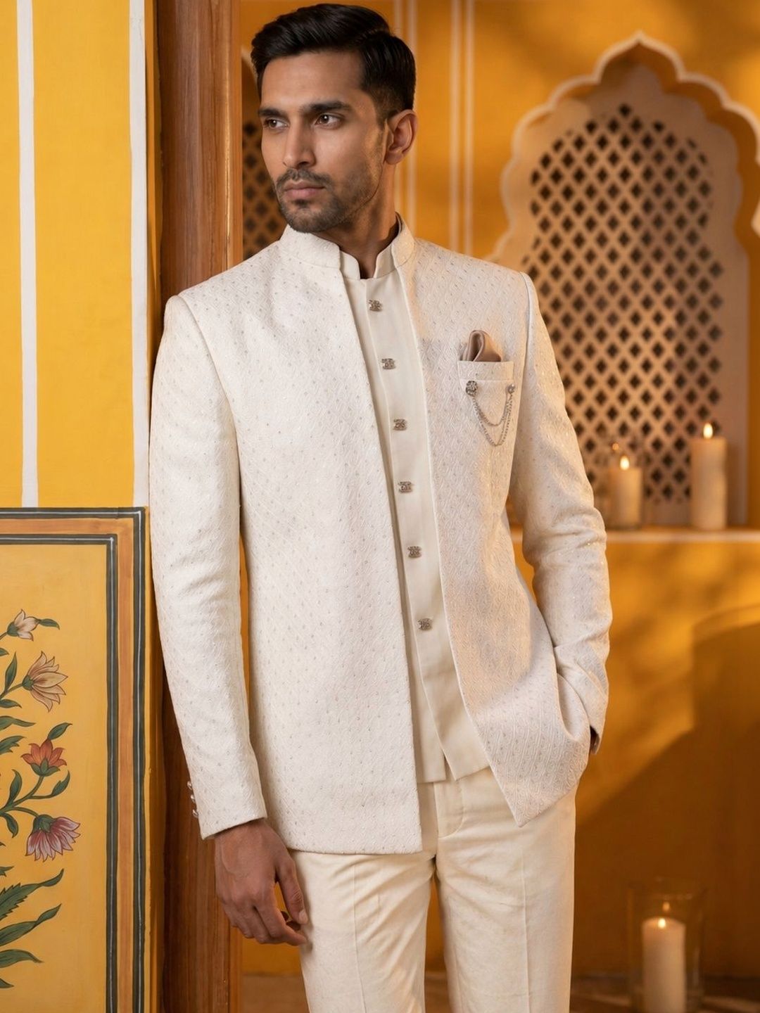 Jompers Men Mandarin Collar Sherwani-picture-26
