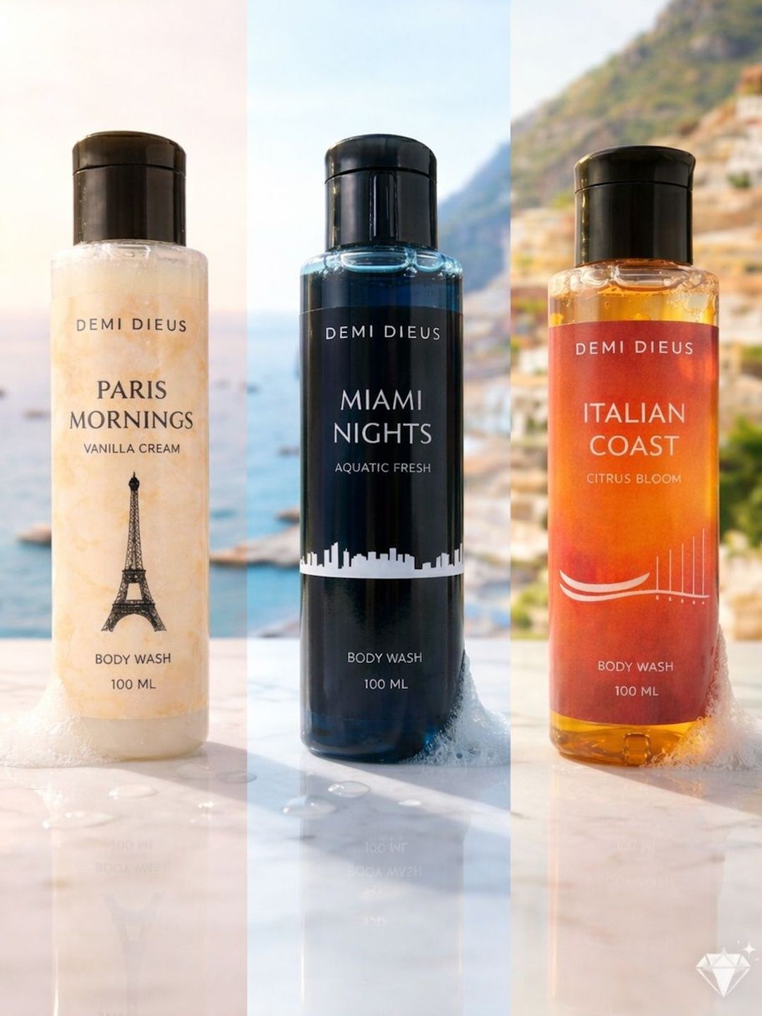 DEMI DIEUS Set Of 3 Paris Mornings, Italian Coast, Italian Coast Body Wash - 100 ml Each-picture-40