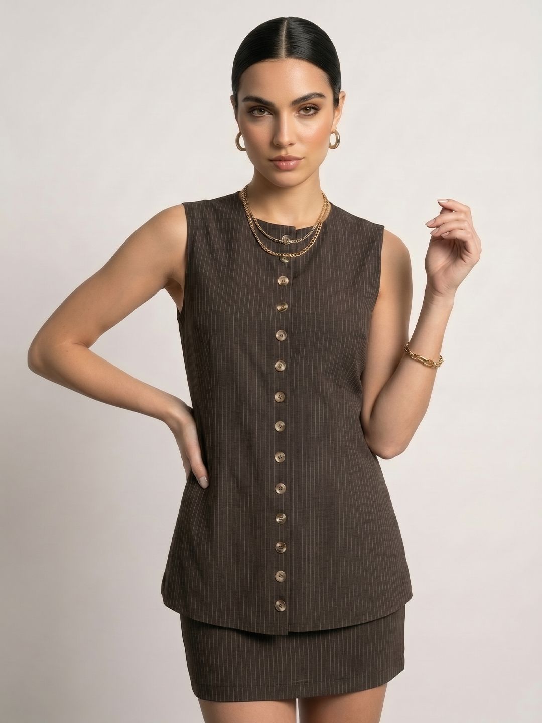 Phosphorus Striped Round Neck Waistcoat-picture-29