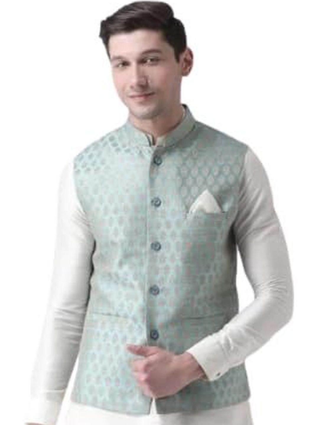 KUTUB FASHION Men Printed Mandarin Collar Woven Nehru Jackets-picture-32