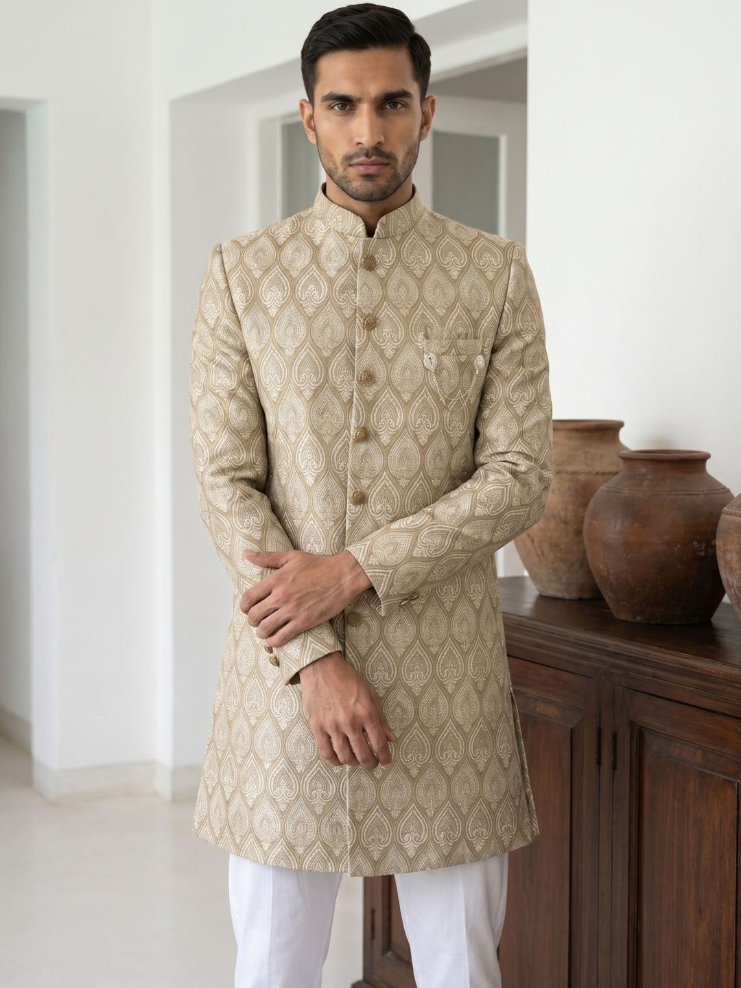 Jompers Self Design Sherwani-picture-46
